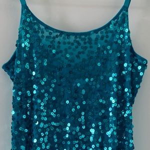 Glam Sequin Embellished Tank in Teal
